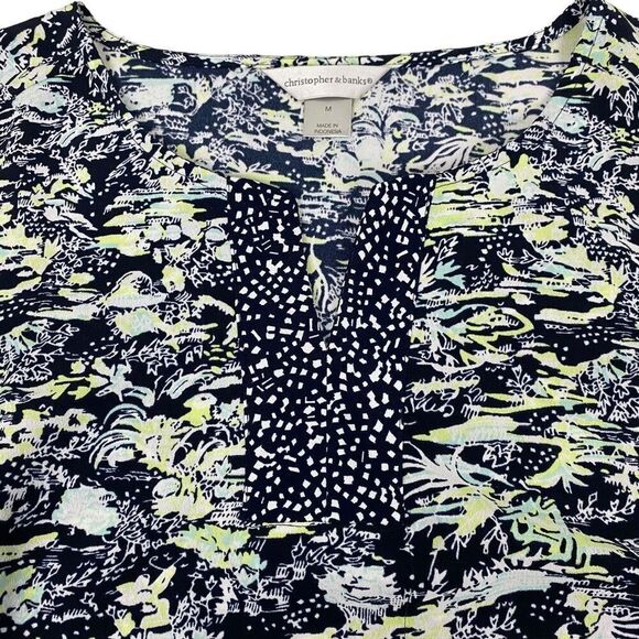 Christopher & Banks Women's Short Sleeve Print Blouse size Medium - Picture 3 of 7
